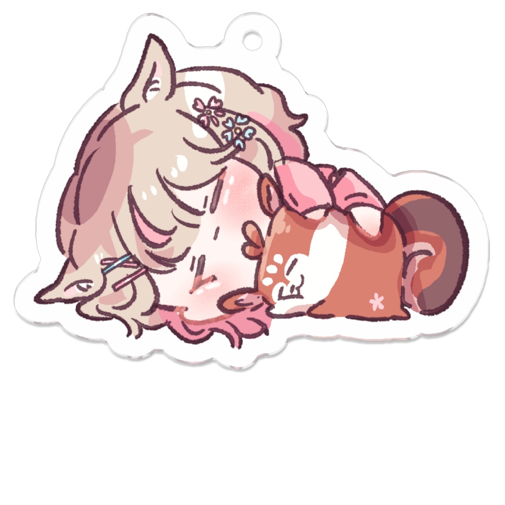 もみじまるをだっこするみみるアクリルキーホルダー