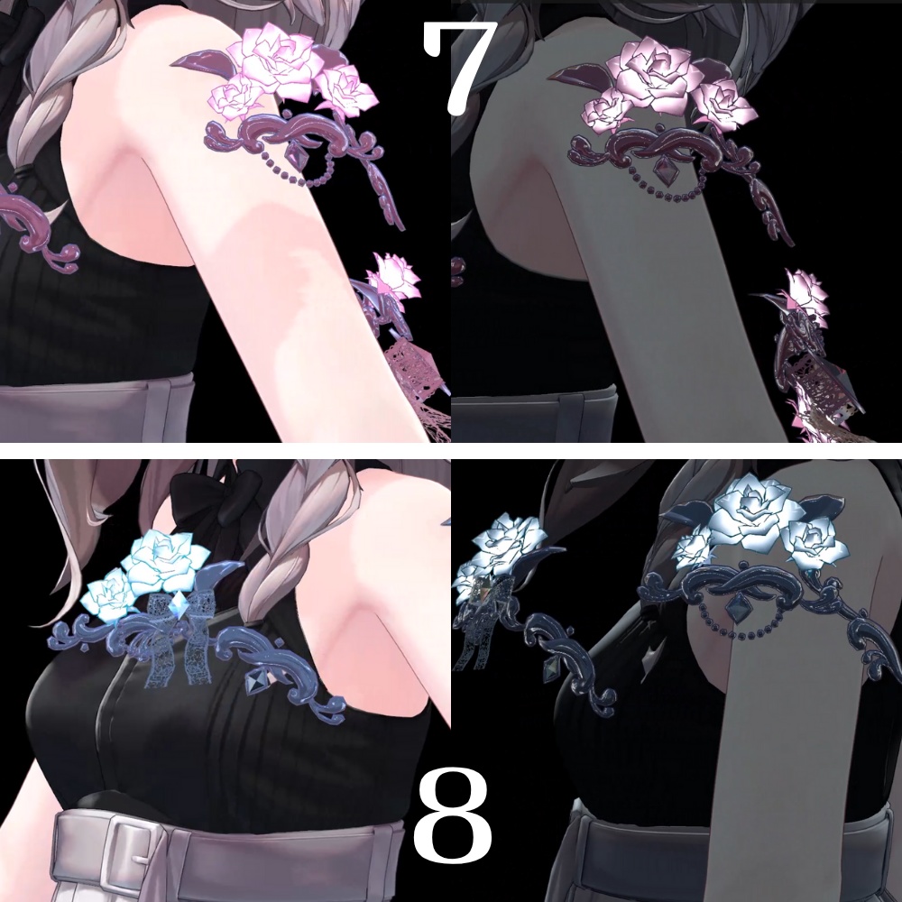 【VRC】ゴシックな薔薇の浮遊アクセサリー