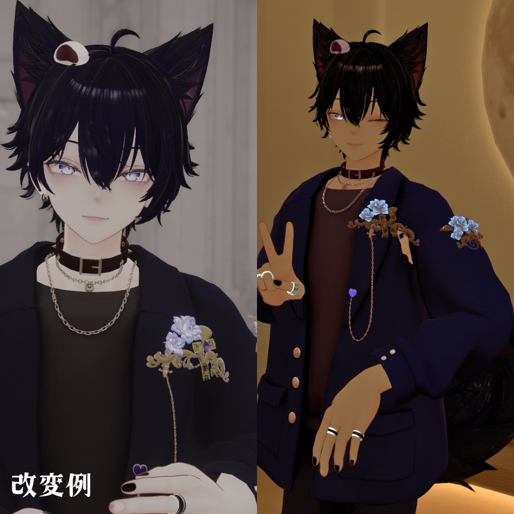 【VRC】ゴシックな薔薇の浮遊アクセサリー