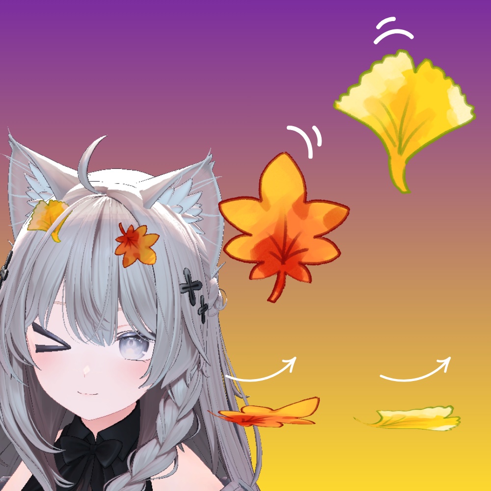【VRC向け】手描き落ち葉のアクセサリー