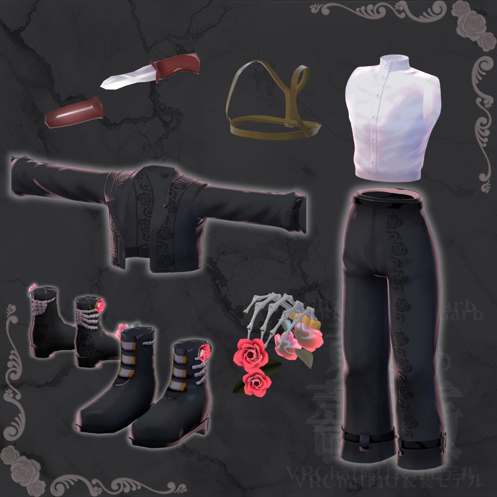 【3アバター対応】黄昏の薔薇 / TwilightRoseGarb【VRC衣装】