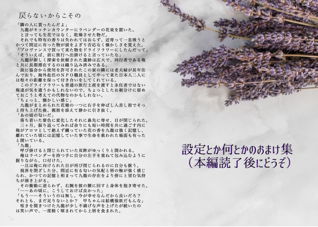 「天に曉星　地上に風」おまけペーパー