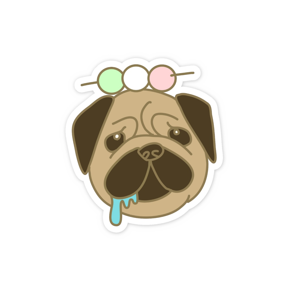 花より団子のパグステッカー