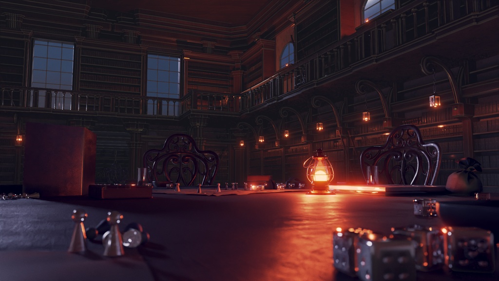 【動く背景】図書館とテーブルゲーム