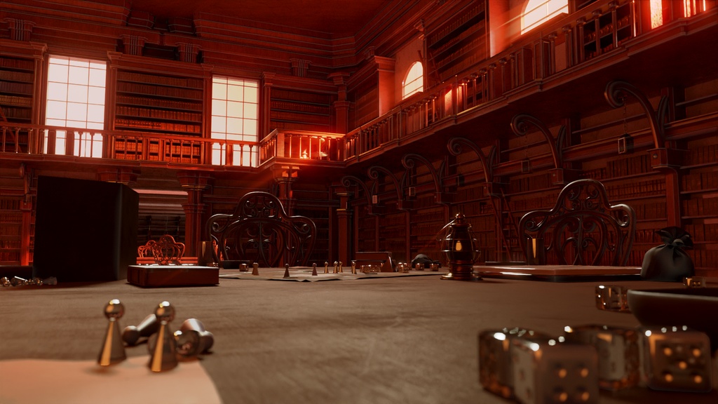 【動く背景】図書館とテーブルゲーム