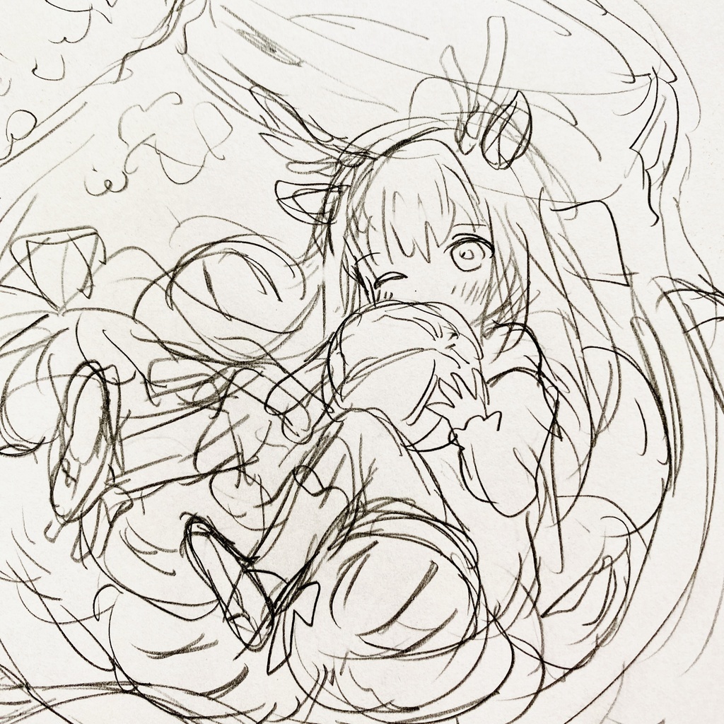 skebご依頼絵のラフ■残り1のみ■どなたでも購入可