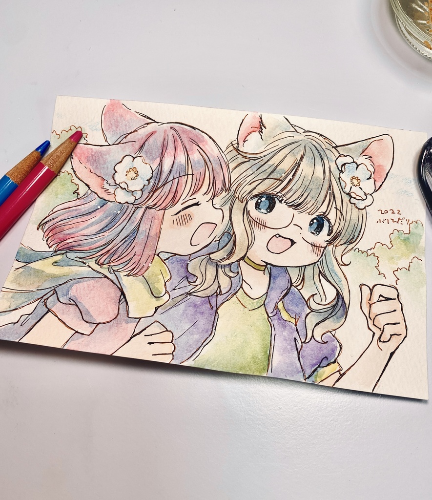 仲良しおそろい花飾り