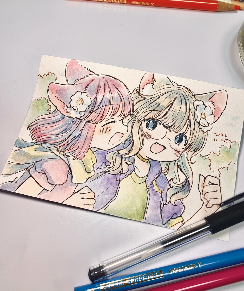 仲良しおそろい花飾り