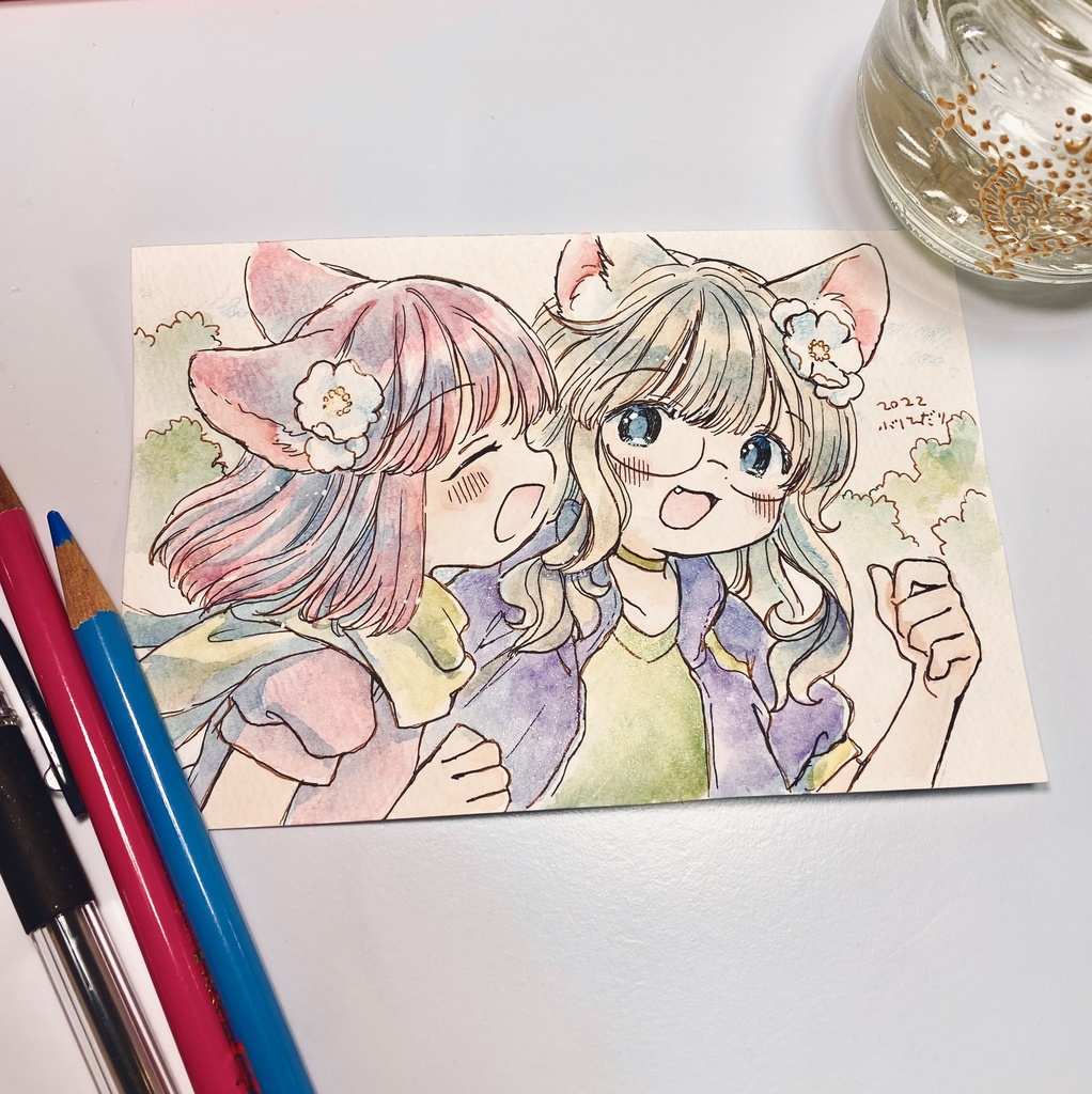 仲良しおそろい花飾り