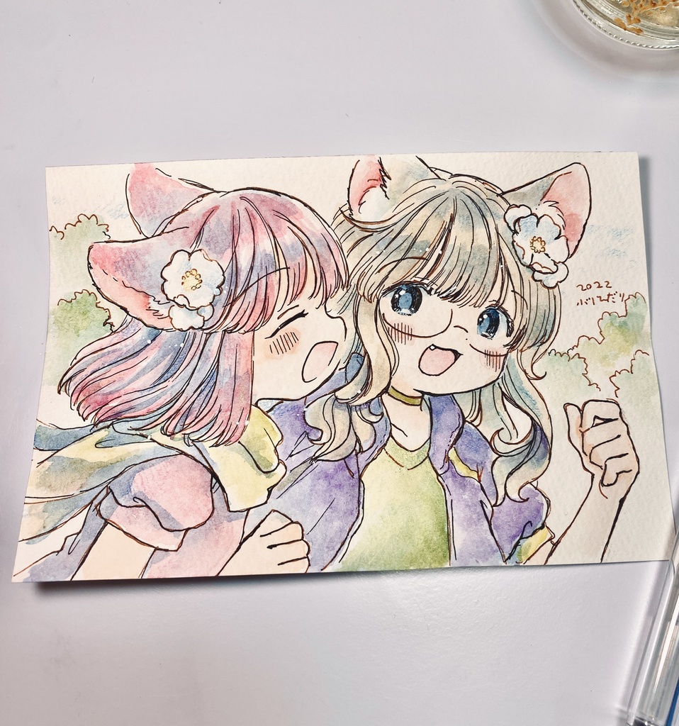 仲良しおそろい花飾り