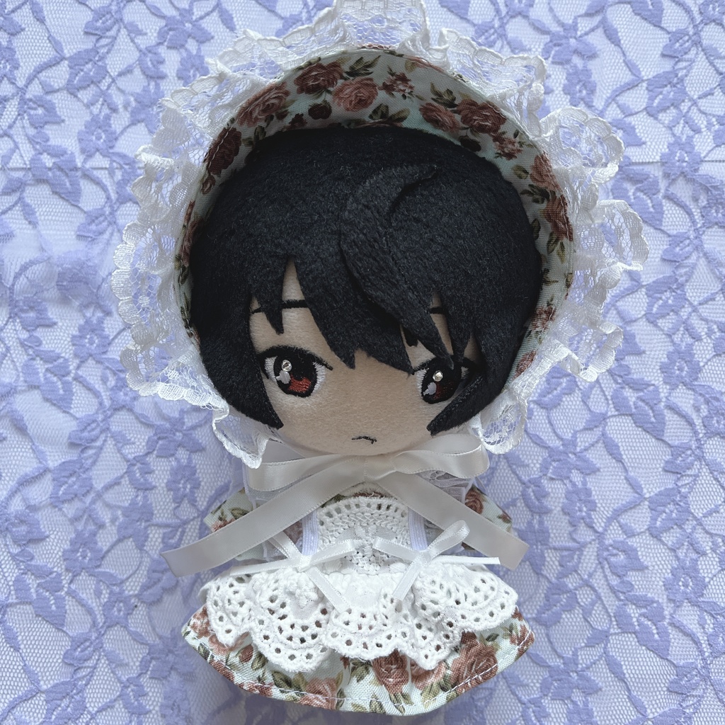 バラ柄🌹 エプロンワンピース ボンネット セット