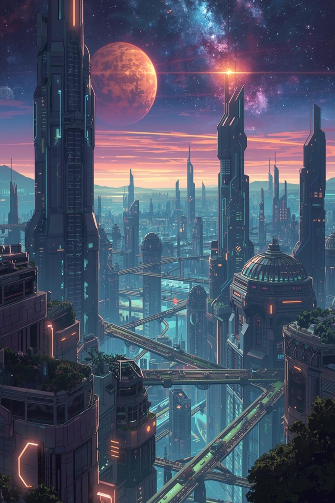 宇宙と都市が融合した未来世界｜Digital Sci-Fi City