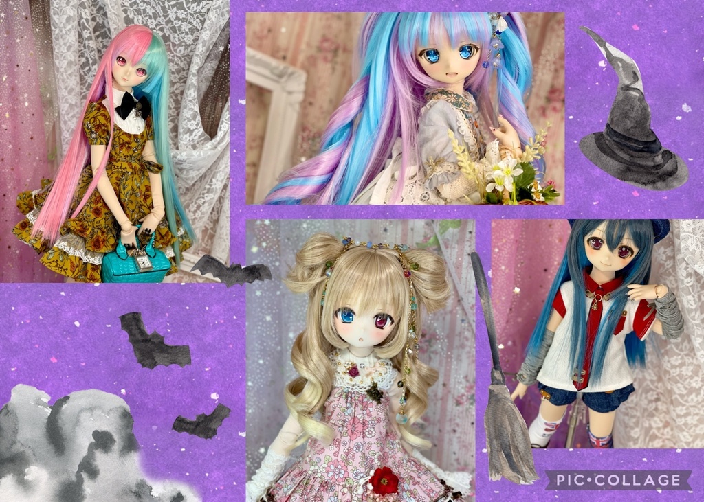 9インチ(MDD DDサイズ) ゆめ&病みカワウィッグ 4個入り福袋 - 黒MAJO