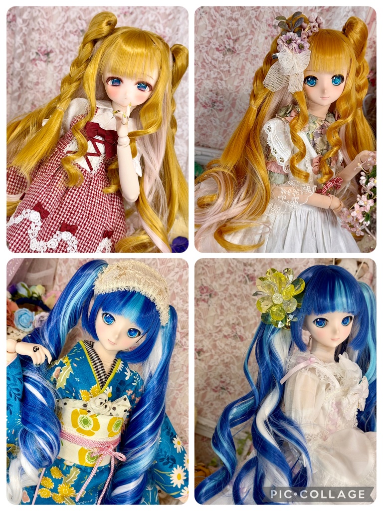 ⭐️DD MDD向け9インチウィッグ 超お得な福袋(3個入り)🌾髪飾付き!