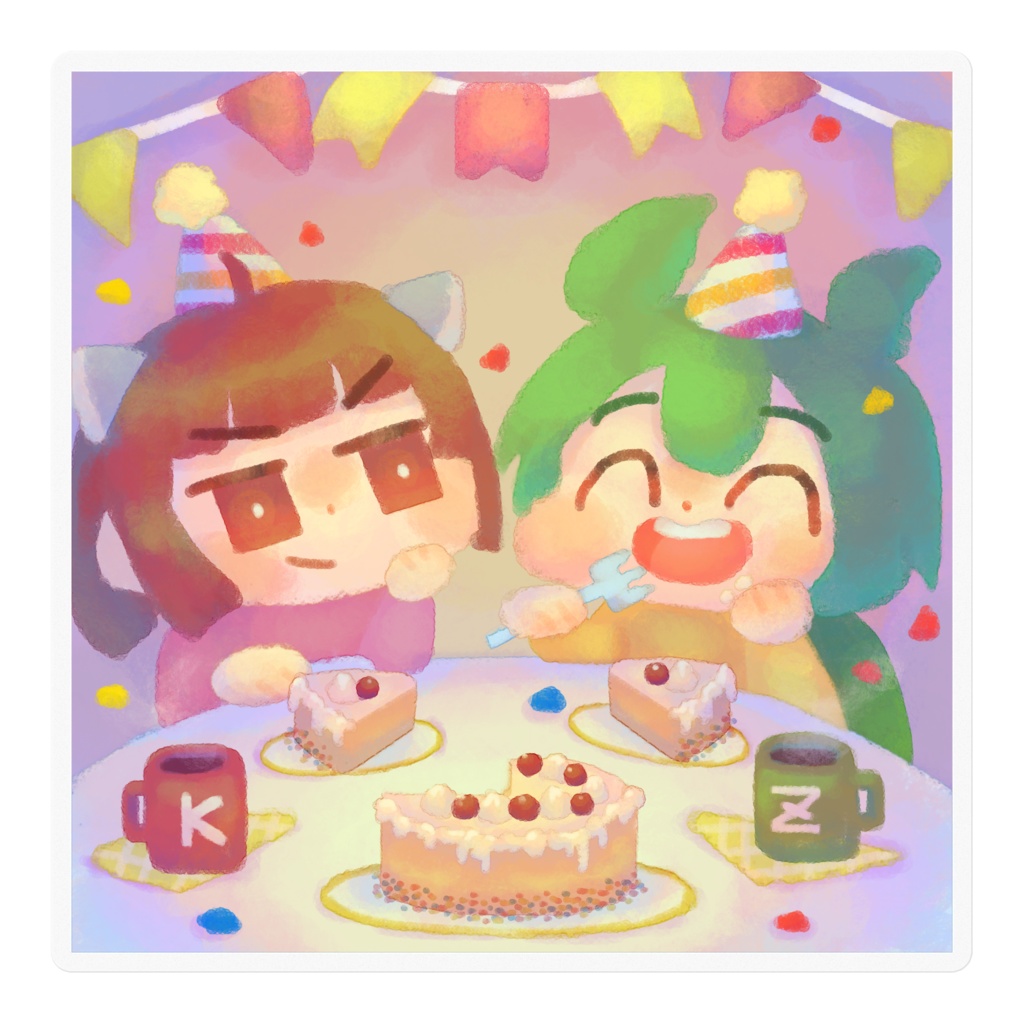 東北きりたん·ずんだもんステッカー(ずんだもんお誕生日記念)