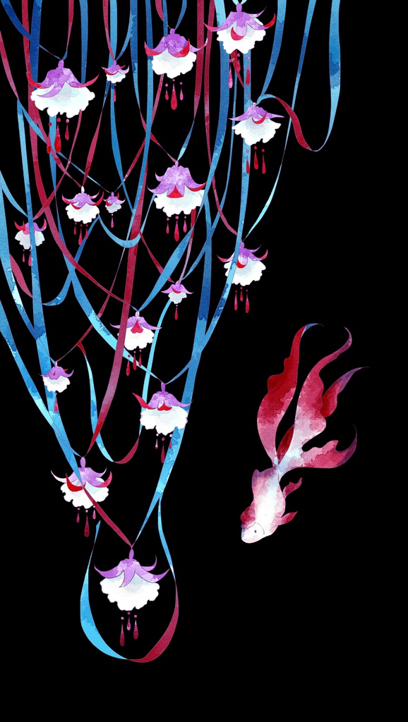 和モダン*フクシアと金魚のiPhoneケース