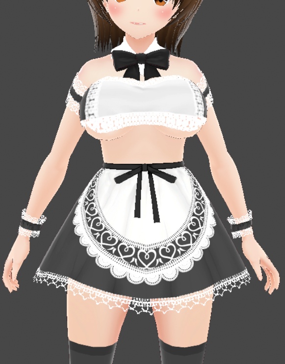 【クレジット不要・商用利用OK】セクシーメイド服風VRoidテクスチャ GIMP作業データ付