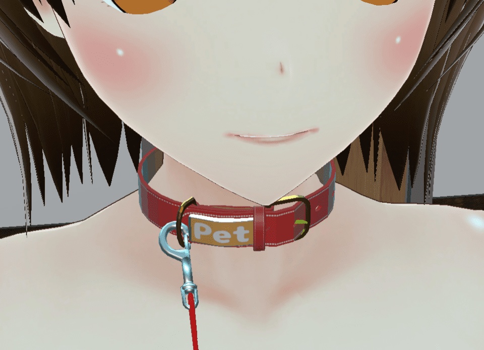 首輪・目隠し・口枷セットUnity用(鎖 リード付) VRChat・PhysBone対応 URP・HDRP対応