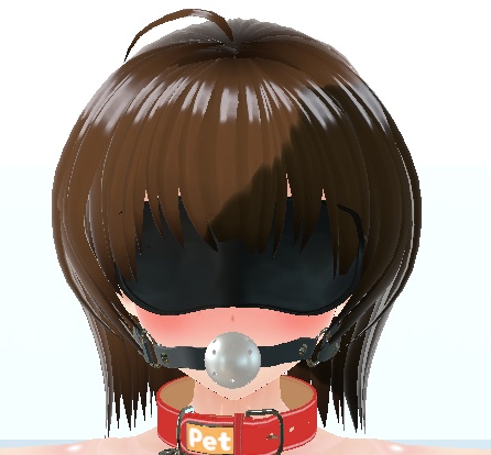 首輪・目隠し・口枷セットUnity用(鎖 リード付) VRChat・PhysBone対応 URP・HDRP対応