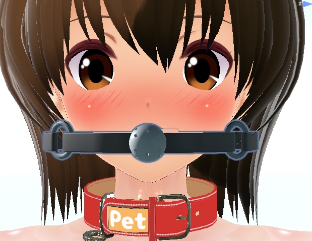 首輪・目隠し・口枷セットUnity用(鎖 リード付) VRChat・PhysBone対応　URP・HDRP対応