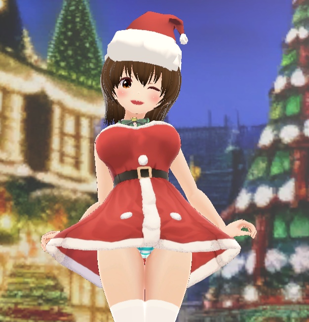 【クレジット不要・商用利用OK】クリスマスサンタ服風VRoidテクスチャ unity用サンタ帽子とGIMP作業データ付