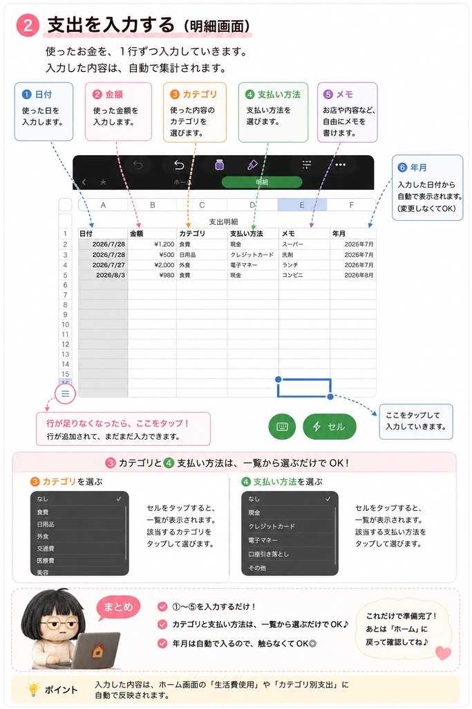 「家計簿が続かなかった人のための かんたん家計簿|Numbers