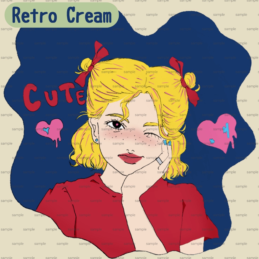 SNSアイコンセット【レトロキュート・ガール】