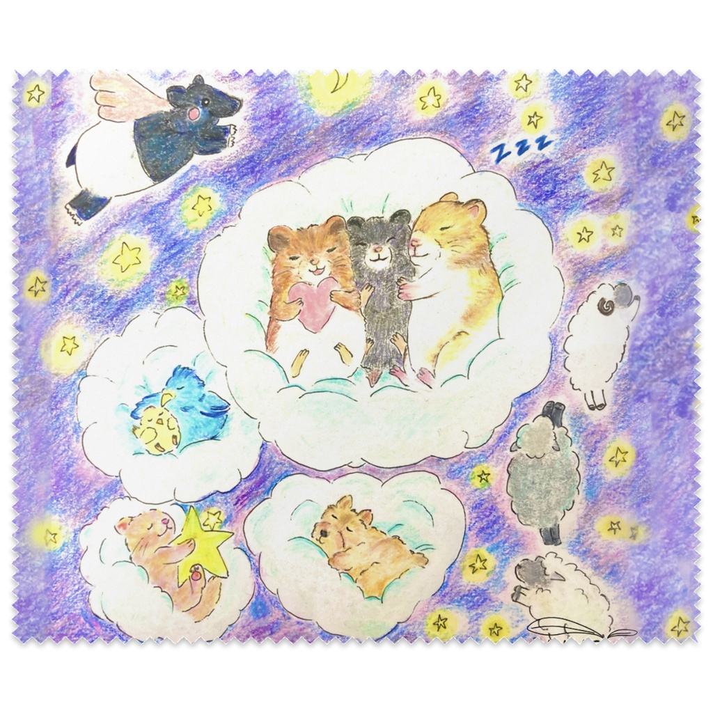 【メガネ拭き / マルチクロス】Happy Dream 〜幸せな夢をみる動物たち〜