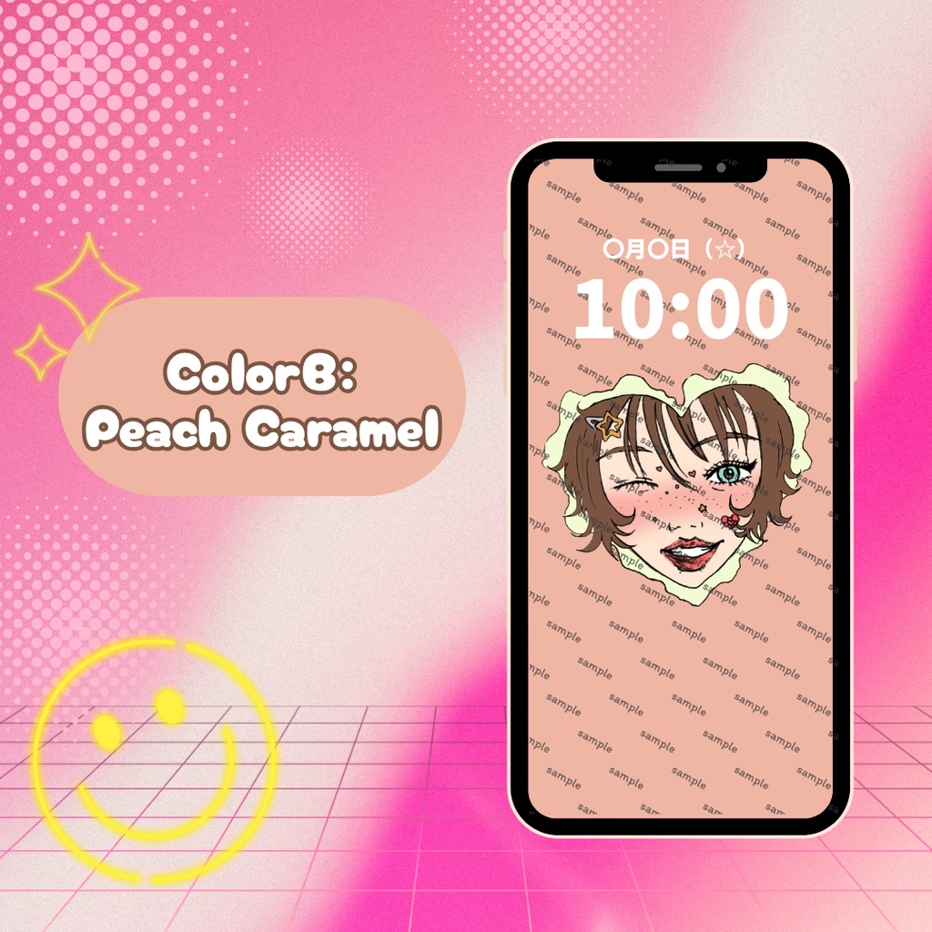 【スマホ用壁紙】ラブリーウインク・ガール / Y2K・スウィートポップ