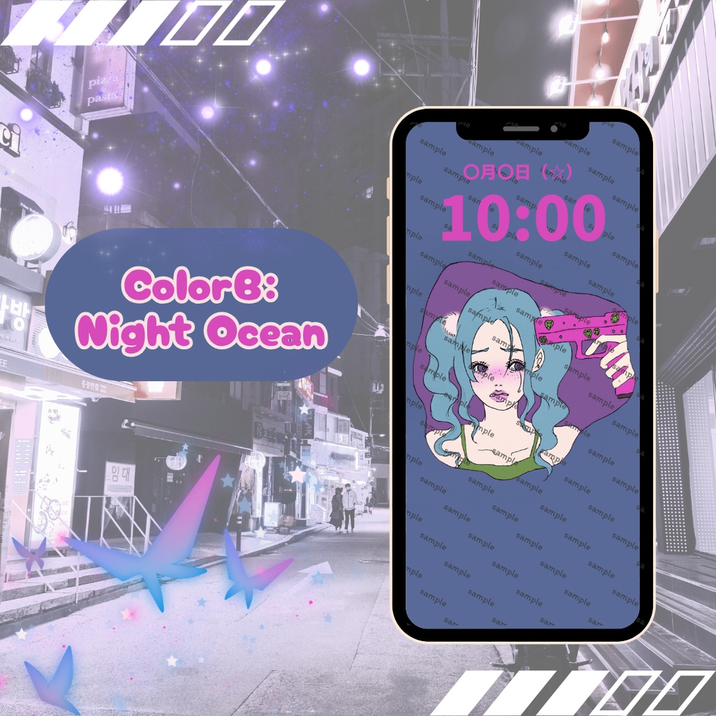 【スマホ用壁紙】ハートガン・ガール / Y2K・病みかわポップ