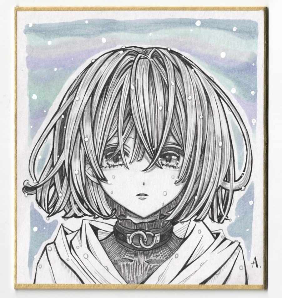 雪と涙(ミニ色紙)