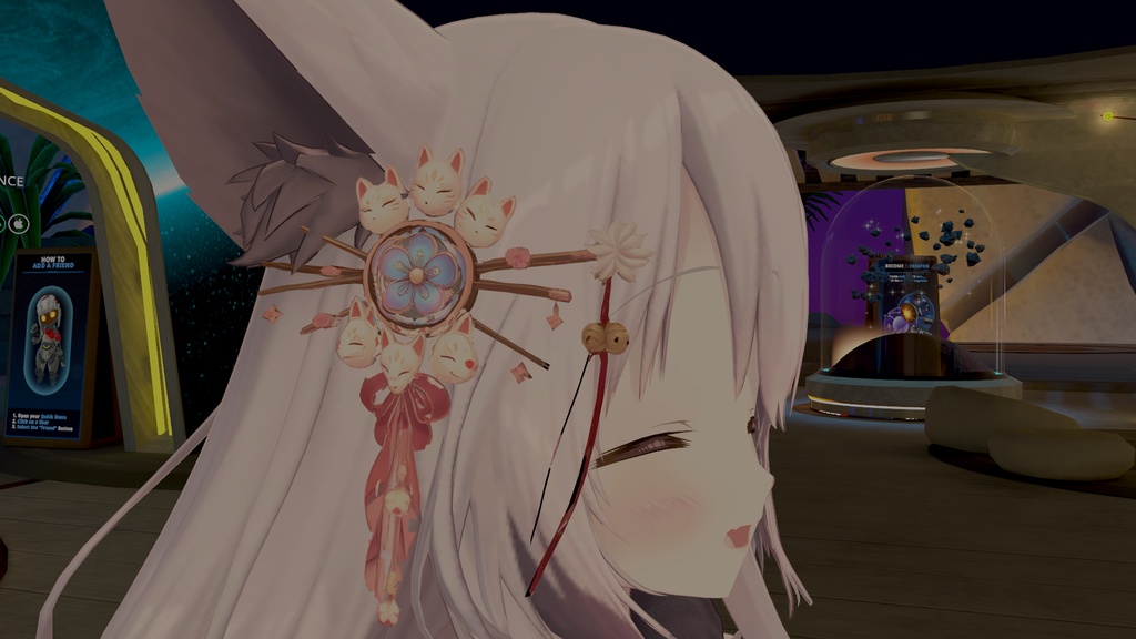 【VRC想定】揺れる狐面かんざし - 九尾 -【和風アクセサリー】