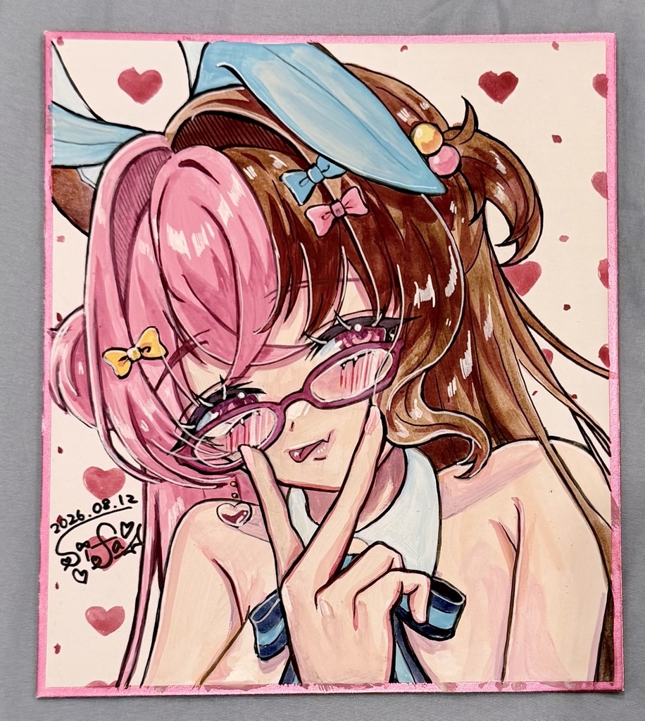 【1点限定】サイン入り 直筆イラスト色紙　中サイズB