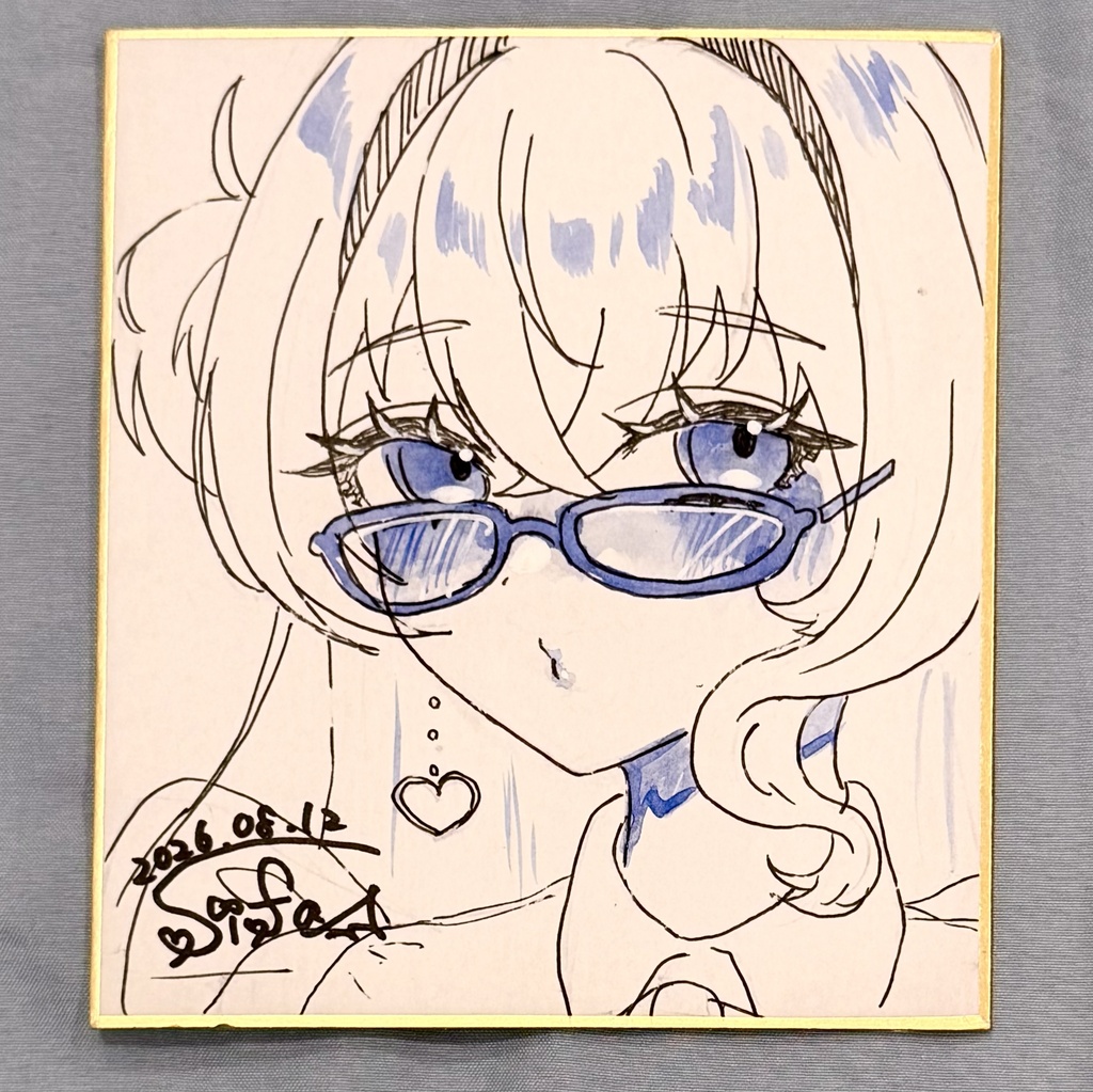 【1点限定】サイン入り 直筆イラスト色紙　ミニサイズC