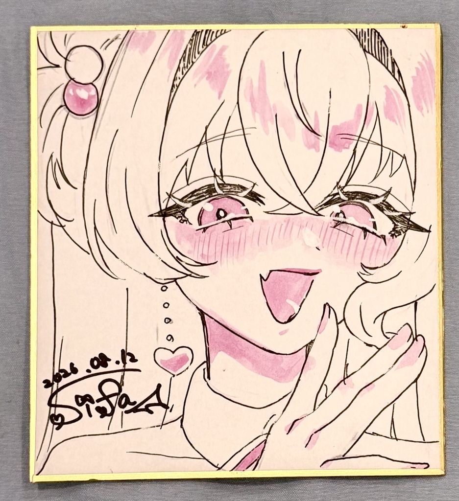 【1点限定】サイン入り 直筆イラスト色紙　ミニサイズD