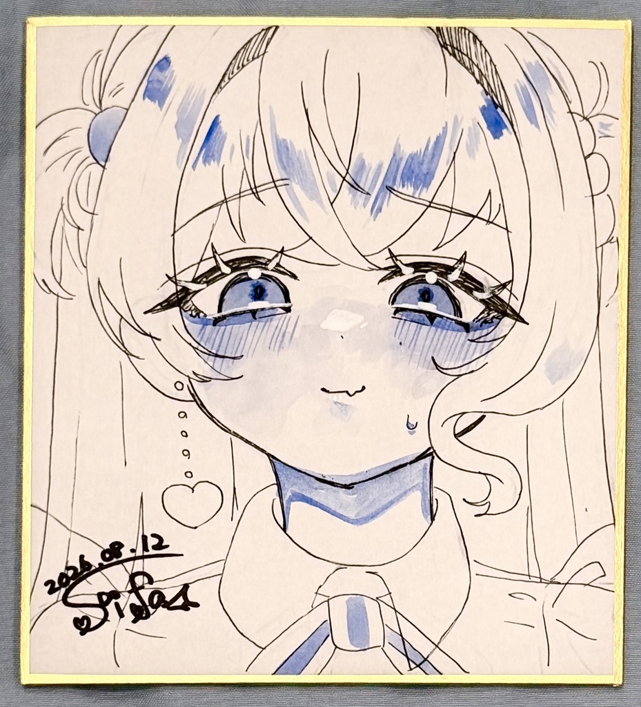 【1点限定】サイン入り 直筆イラスト色紙　ミニサイズE