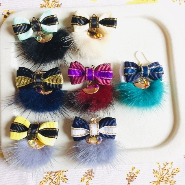 刀剣男士イメージ もふもふリボンピアス