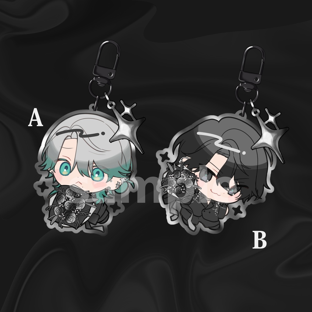 チャーム付きアクリルキーホルダー