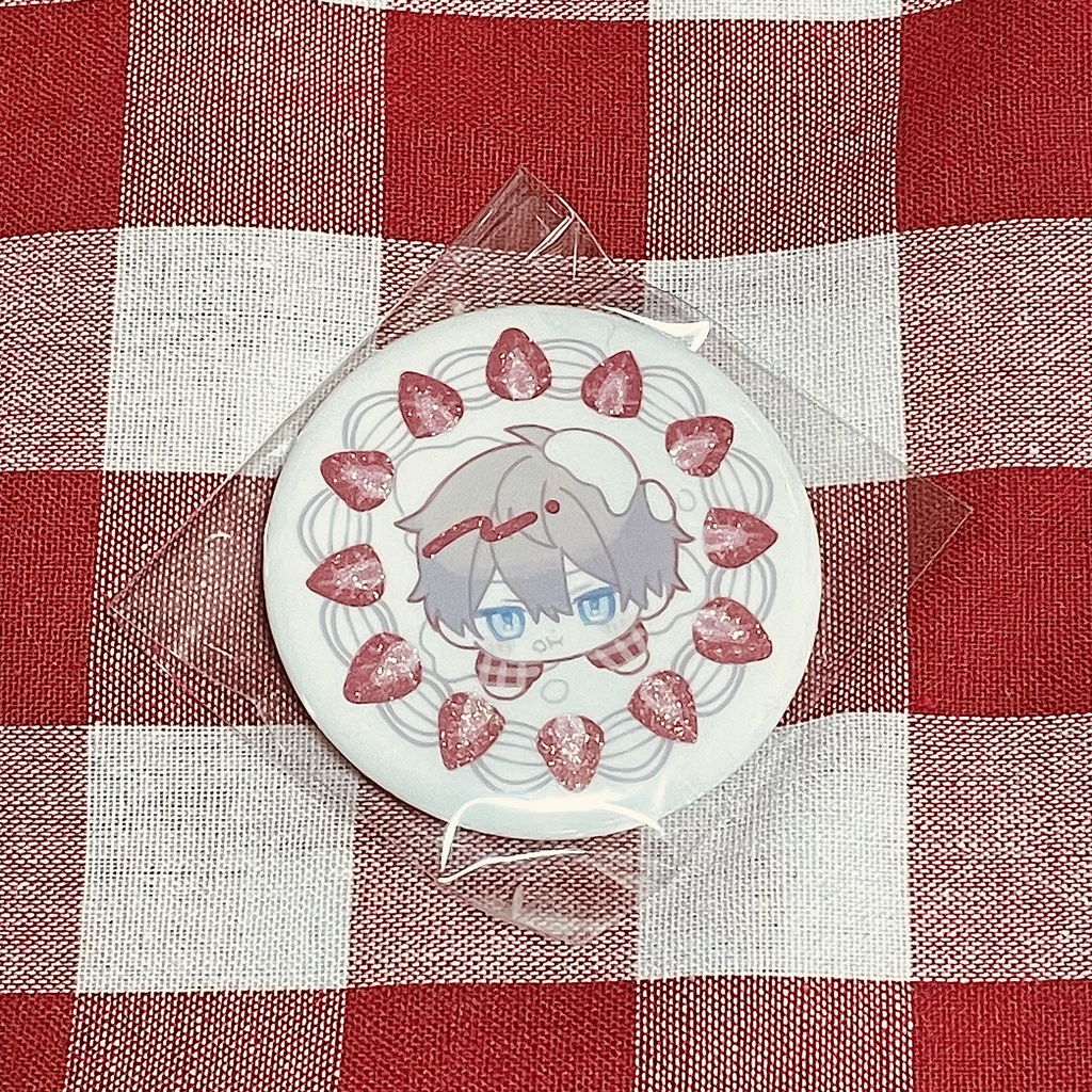 あやめ　ケーキ風グリッター缶バッジ