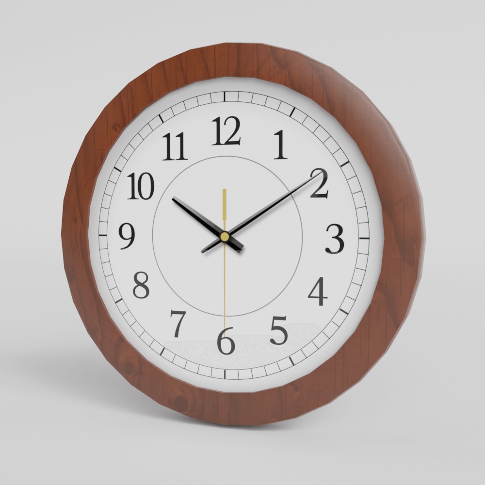 【無料3Dモデル】木目調の時計