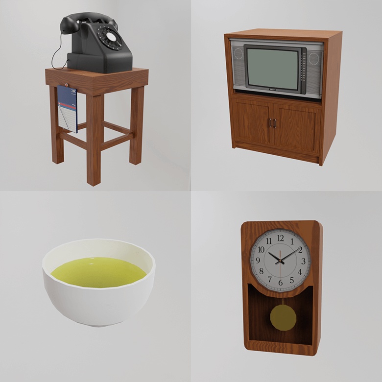 昭和レトロなインテリアセット【3Dモデル/Unitypackage】