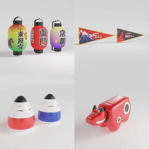 平成&昭和レトロな土産ものセット【3Dモデル/Unitypackage】