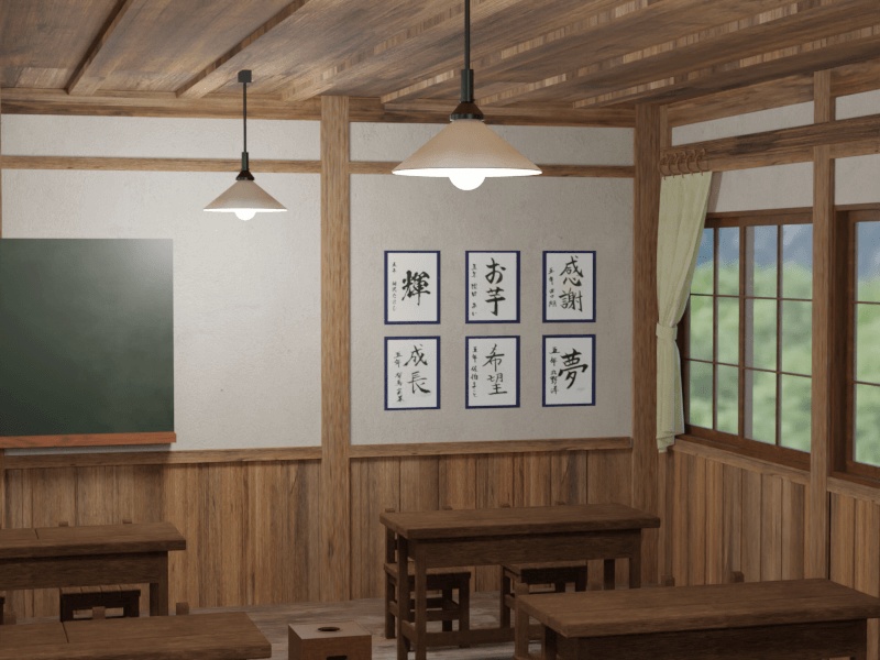 昭和レトロな小学校の教室【3Dモデル/Unitypackage】