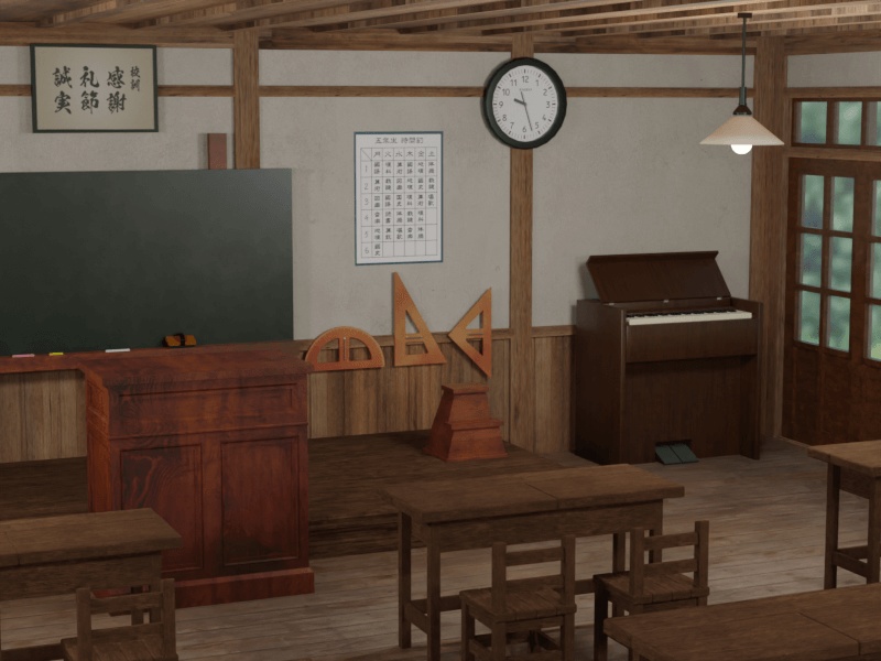 昭和レトロな小学校の教室【3Dモデル/Unitypackage】