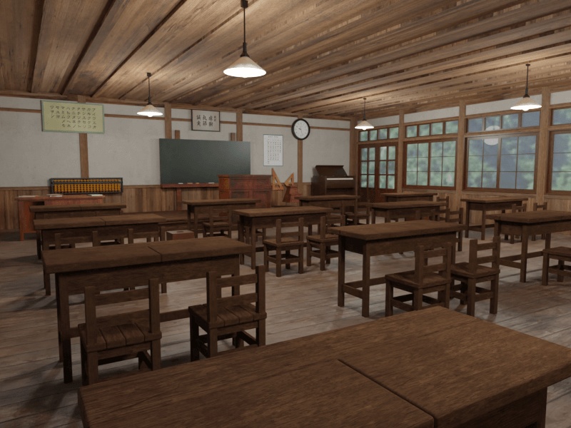昭和レトロな小学校の教室【3Dモデル/Unitypackage】