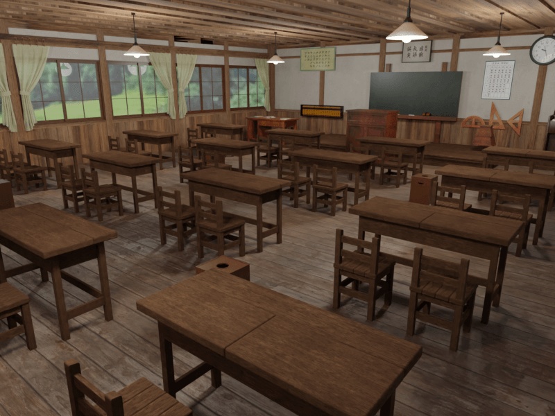 昭和レトロな小学校の教室【3Dモデル/Unitypackage】