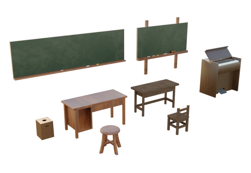 昭和レトロな小学校の教室【3Dモデル/Unitypackage】