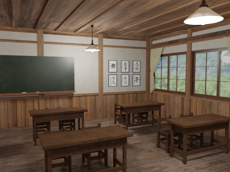 昭和レトロな小学校の教室【3Dモデル/Unitypackage】