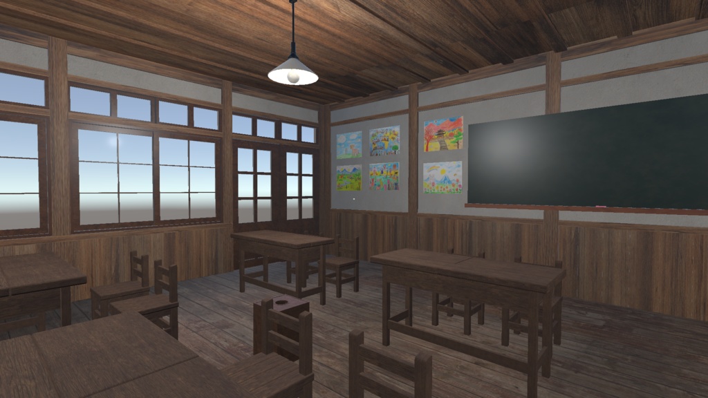 昭和レトロな小学校の教室【3Dモデル/Unitypackage】
