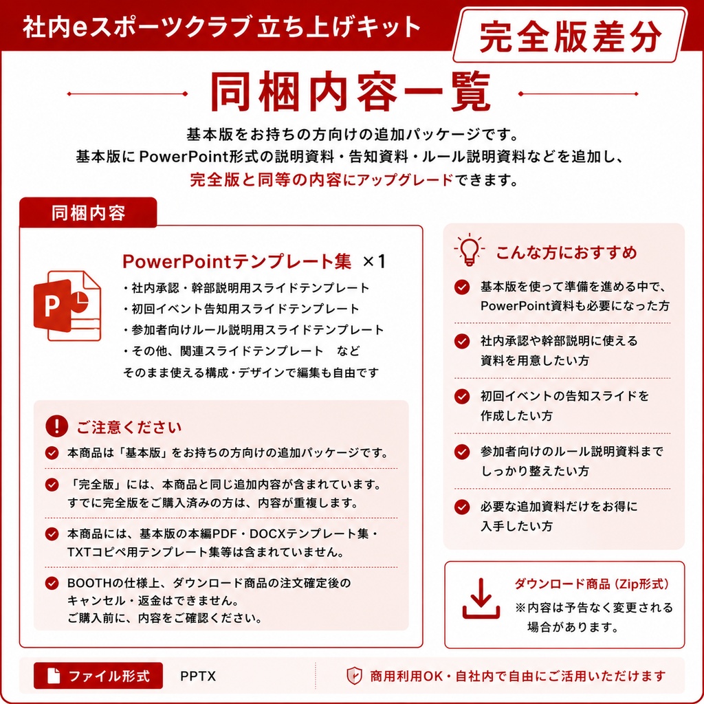 社内eスポーツクラブ立ち上げキット【完全版差分】基本版購入者向け